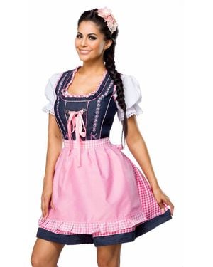 Otto 3-tlg. Trachten Set: Jeans-Dirndl mit Bluse und Schürze - Pink