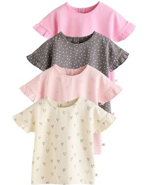 Next T-Shirt Baby Oberteil mit Rüschenärmeln im 4er-Pack (4-tlg) - Pink