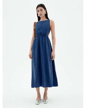 Thinking Mu Sommerkleid Kin Dress Cupro - Blau