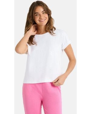 LIEBLINGSSTÜCK T-Shirt Camilaep Ärmel Mit Umschlag, Rundhals - Weiß
