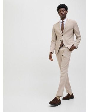 Jack & Jones Anzug Jprcosta Suit (Set, 2-Tlg) Aus Polyester, Sehr Schmale Passform, Mit Reverskragen, Langarm-Sakko - Weiß