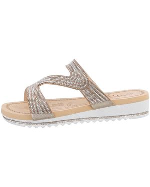 Ital-Design Mules Freizeit Pantolette (86017012) Keilabsatz/Wedge Keilsandaletten in Gold - Mettallic