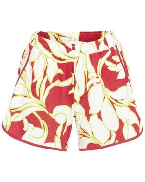 Ringella Pyjamahose Shorts mit Blätterdessin (1-tlg) - Rot