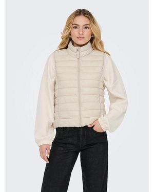 ONLY Steppweste Onltahia Lw Quilted Waistcoat Otw Cc Otw Leicht Glänzende Oberfläche - Natur