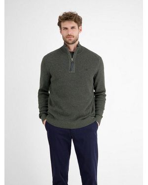 Lerros Strickpullover Mit Troyer-Reißverschluss, Stehkragen - Grau