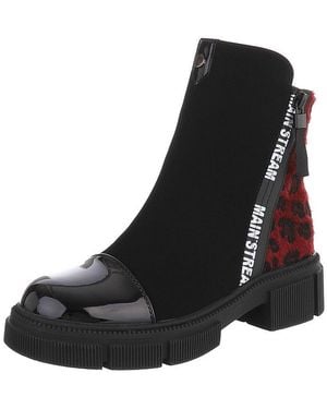 Ital-Design Damen Knöchelstiefel Mit Blockabsatz Und Reißverschluss Plateaustiefelette (92497505) Blockabsatz Stiefeletten - Schwarz