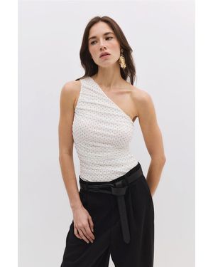 No Matter What Kurzarmbody Asymmetrischer Body mit Druckknöpfen - Weiß