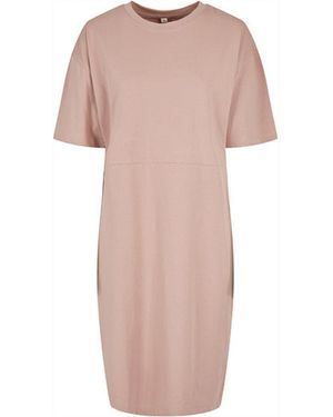 Build Your Brand Rundhalsshirt Organic Oversized Slit T-Shirtkleid - Pink