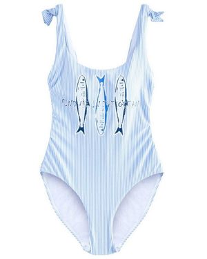 Next Badeanzug Bauchformender Badeanzug Mit Tiefem Auschnitt (1-St) - Blau