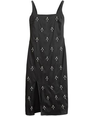 Next Satinkleid Midikleid mit Verzierungen und Seitenschlitz (1-tlg) - Schwarz