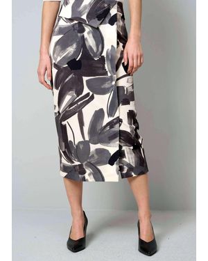 Alba Moda Bleistiftrock Rock mit floralem Print - Grau