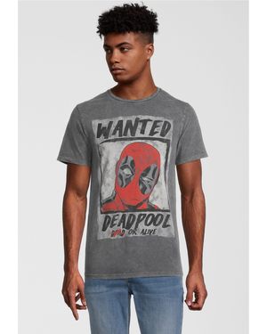 Re:Covered T-Shirt Deadpool Wanted Poster mit coolem Marvel-Print - Grau