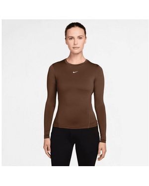 Nike Trainingsshirt W Nk One Df Fitted Ls Top Mit Rundhalsausschnitt, Atmungsaktiv, Schnell Trocknend, Normale Länge - Schwarz