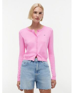 Tommy Hilfiger Strickjacke Tjw Essential Crew Neck Cardigan Baumwolle - Pink