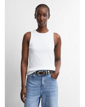 Comma, Muskelshirt T-Shirt Geripptes Tanktop Mit Logostickerei - Weiß