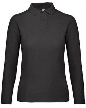 Bc Langarm-Poloshirt Long Sleeve Polo ID.001 / 100 % Baumwollpiqué - Schwarz