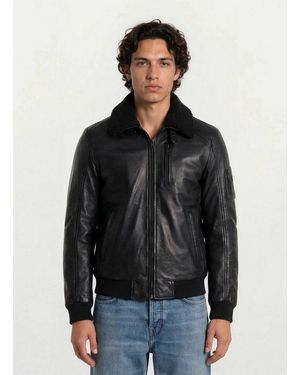 trueprodigy Lederjacke Blaze Pilotenjacke Fliegerjacke - Schwarz