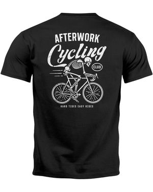 Neverless T-Shirt Backprint Fahrrad Bike Afterwork Cycling Skelett mit Print - Schwarz
