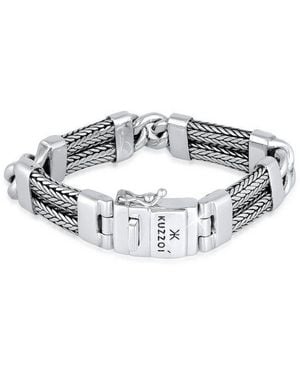 Kuzzoi Armband Herren Panzer Gliederarmband Modern 925 Silber - Grau