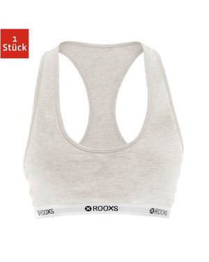 ROOXS Soft Bustier (1-tlg) Baumwolle Racerback BH für Yoga und Freizeit - Weiß
