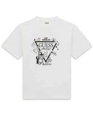 Guess Kurzarmshirt Triangle Kitten Cn Ss T-Shirt - Weiß