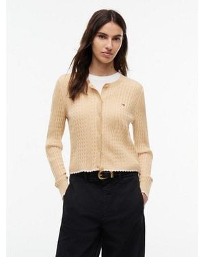 Tommy Hilfiger Strickjacke Tjw Cable Crew Neck Cardigan Ext Viskosemischung, Mit Zopfmuster - Schwarz