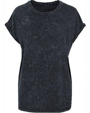 Build Your Brand Rundhalsshirt Acid Washed Extended Shoulder Tee - Blau