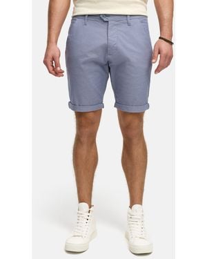 JEFF Chinoshorts Hezekiah aus knitterarmem Dobby-Gewebe - Blau