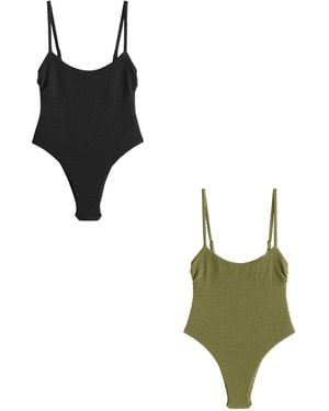 Self Badeanzug Bauchweg-Badeanzüge mit hohem Bein, 2er-Pack (2-St) - Schwarz