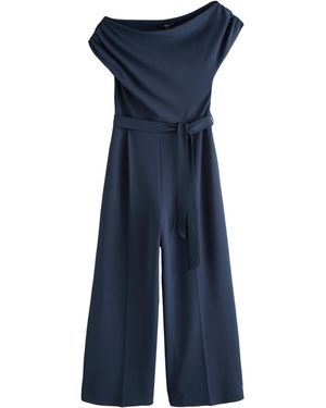 Next Geraffter Jumpsuit für besondere Anlässe (1-tlg) - Blau