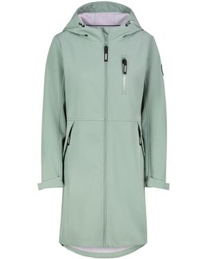 Sublevel Langmantel Funktionsmantel mit Kapuze und Reißverschluss-Taschen Softshell Outerwear - Grün