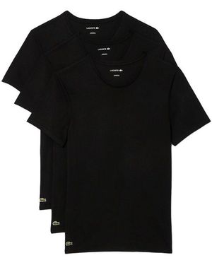 Lacoste Unterziehshirt Underwear Herren Shirts 3Er Pack Rundhals Kurzarm Baumwolljersey - Schwarz