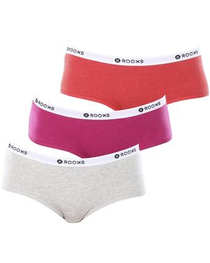 ROOXS Unterwäsche Slip Unterhosen (3-St) Baumwolle Hipster - Pink