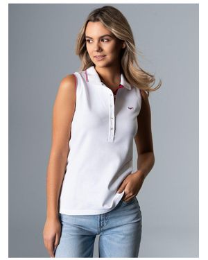Trigema Shirttop Ärmelloses Poloshirt mit kontrastfarbigen Akzenten (1-tlg) - Blau
