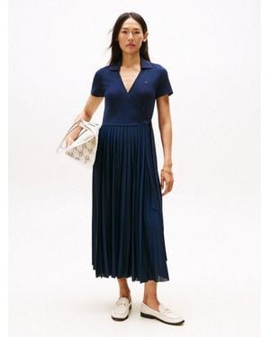 Tommy Hilfiger Wickelkleid 1985 Pleated Wrap Polo Drs Mit Bundfalten - Blau