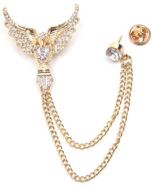Firetti Brosche Schmuck Geschenk Ansteckschmuck Gliederkette Flügel glitzernd, mit Glasstein - Weiß