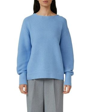 S.oliver Strickpullover Mit Strick-Muster Und Rundhals - Blau