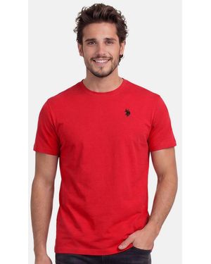 U.S. POLO ASSN. T-Shirt Usnaash – Herren Basic Shirt Aus 100 Baumwolle Klassischer Rundhalsausschnitt, Weiches Material Und Logo-Stickerei - Rot