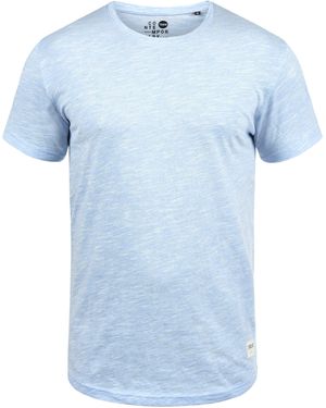 Solid Rundhalsshirt SDFigos Kurzarmshirt mit Melierung - Blau
