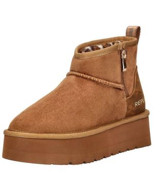 Replay Stiefelette Lederimitat Plateaustiefelette - Braun