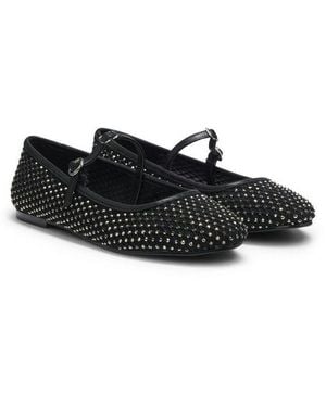 HUGO Riemchenballerina Schlupfschuh, Sommerschuh, Flat, Slipper Mit Riemchen - Schwarz