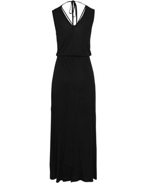 Buffalo Maxikleid mit Zierbändern und Schlitz, Sommerkleid, Strandkleid - Schwarz