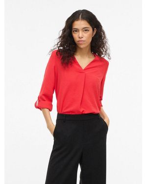 Vila Blusenshirt Vijosa 3/4 V-Neck Top - Rot