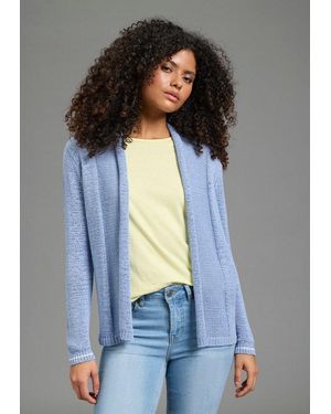 Laura Scott Strickjacke Aus Leichtem, Kühlen Bändchengarn Mit Lässigem Schalkragen, Figurumspielende Passform - Blau