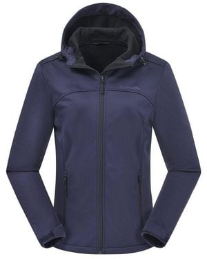 ATLASLAVA Softshelljacke Damen Wasserdicht Atmungsaktiv Leicht (1-St) Fleece Kapuze Übergangsjacke Für Laufen Wandern - Blau