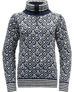 Devold Wollpullover Svalbard Sweater Zip-Neck - Blau