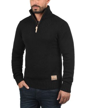 Solid Troyer Sdpetro Strickpulli Mit Hochabschließendem Kragen - Schwarz