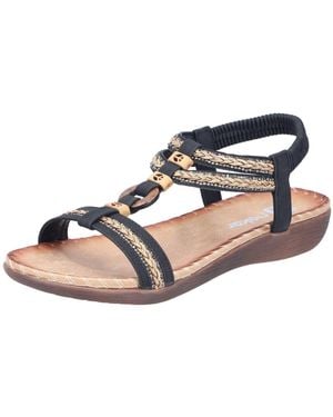 Rieker Sandale Sommerschuh, Urlaubsschuh, Schlupfsandale Mit Gummizug - Schwarz