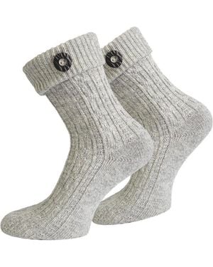 normani Trachtensocken Trachtensocken Mit Knopf (1 Paar) Traditionelles Zopfmuster - Grau