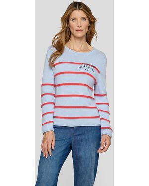 Rabe Strickpullover mit Streifen Muster - Weiß